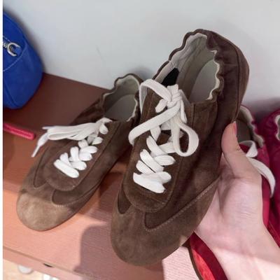 Mode Läder Dam Casual Sneakers Designer Träningsskor Patchwork Snörskor Läder Flats Damskor