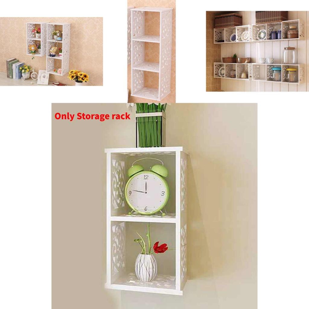 Modern Minimalist Wooden Storage Shelf With Grid Compartments For Bedroom Wall Decor