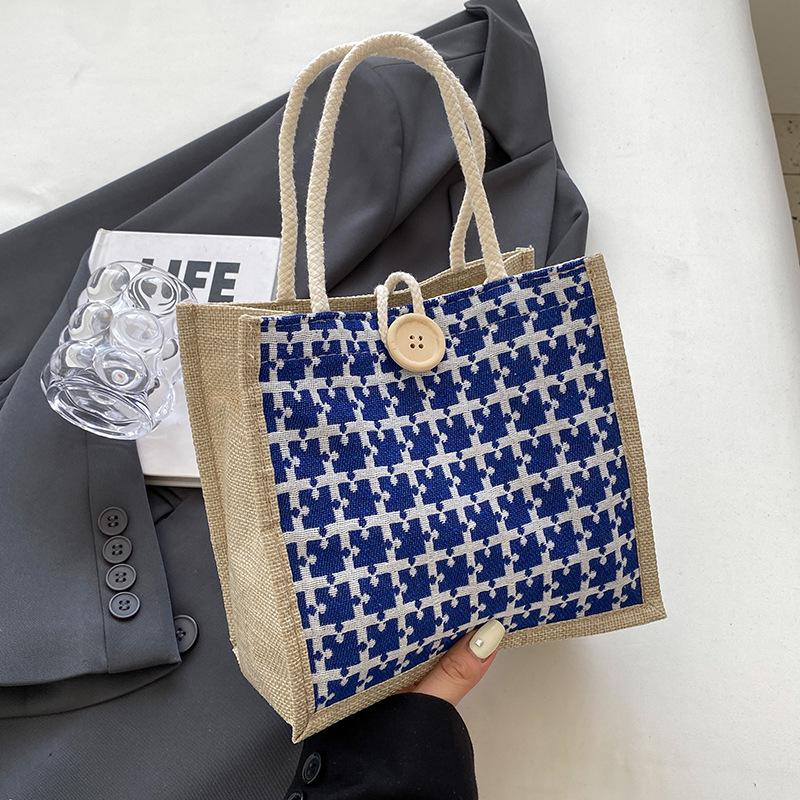 Neue Sommer-Leinentasche für Frauen zum Arbeiten und Tragen einer Lunchbox für modische Leinenhandtaschen