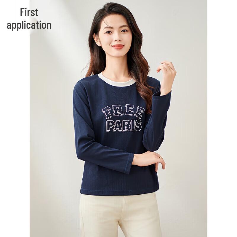 Chushen Women's Letter Print Long Sleeve T-Shirt