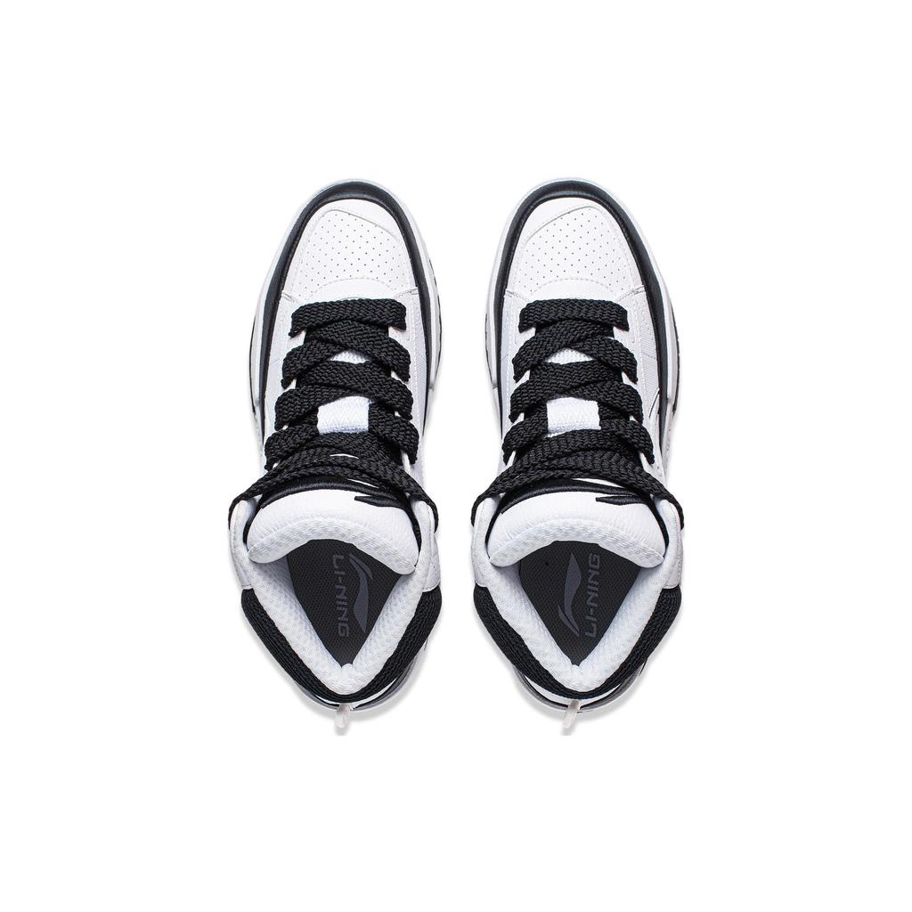 New LiNing Mileage Anti Slip Wear Resistant Mid Top Skateboard Shoes Men's White Black AGCT283-4