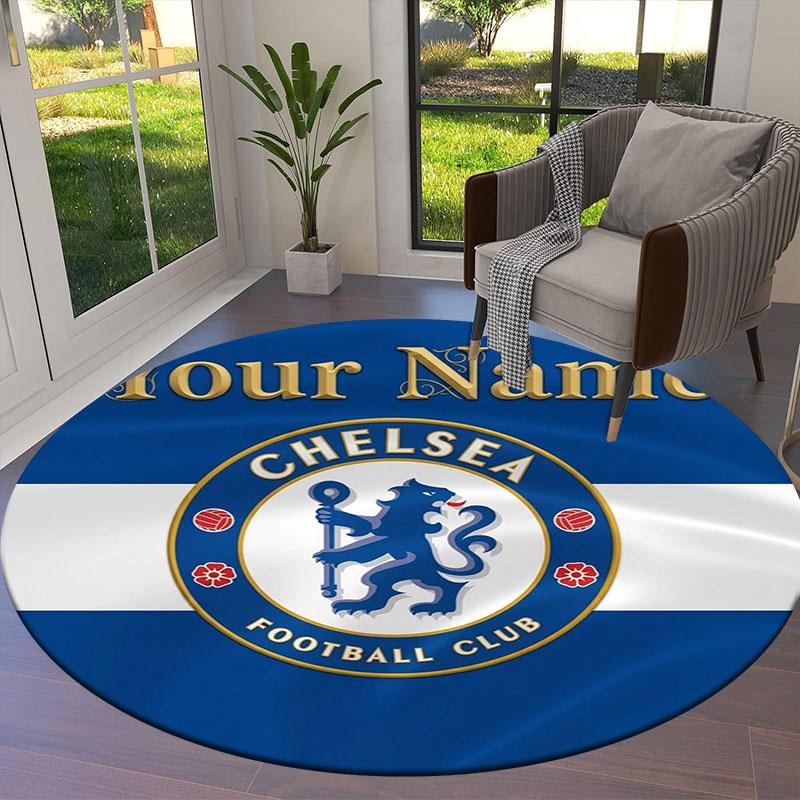 Chelsea F Custom Name Round Area Rug,Carpet Rug for Living Room Bedroom Sofa Playroom Decor,Non-slip Floor Mat