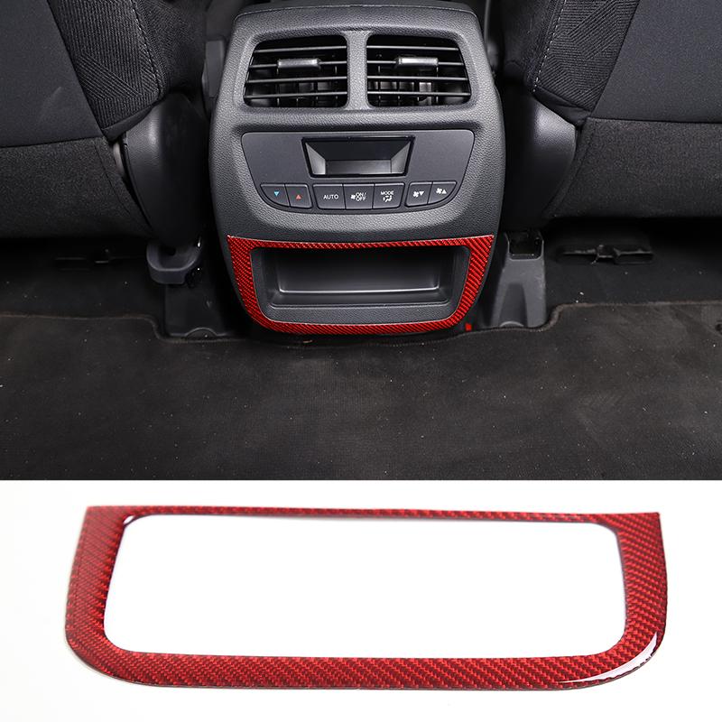 For Honda Pilot 2015-2019 Red Soft Carbon Fiber Air Vent Frame Vanity Mirror Cover Interior Decorative Sticker Auto Parts X12