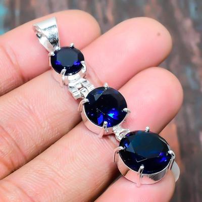 London Blue Topaz Gemstone 925 Sterling Silver Handmade Unique Jewelry Pendant
