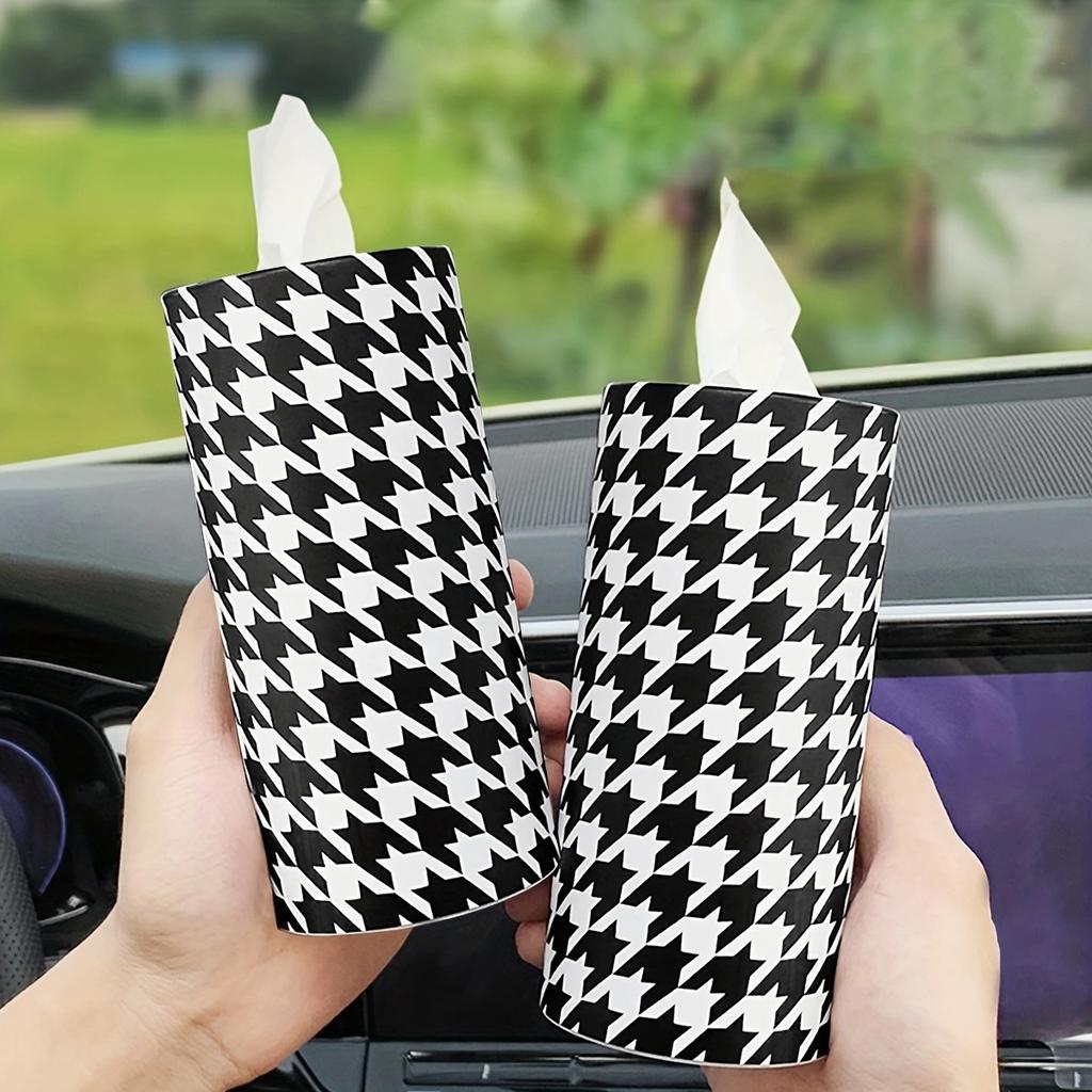 1pc Add A Touch of Style To Your Car with This Cute Black and White Car Tissue Box!