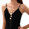 Versatile Women's Long Necklace Trendy Temperament Jewelry Disc Hollow Geometric Chain Necklace Earrings Cover