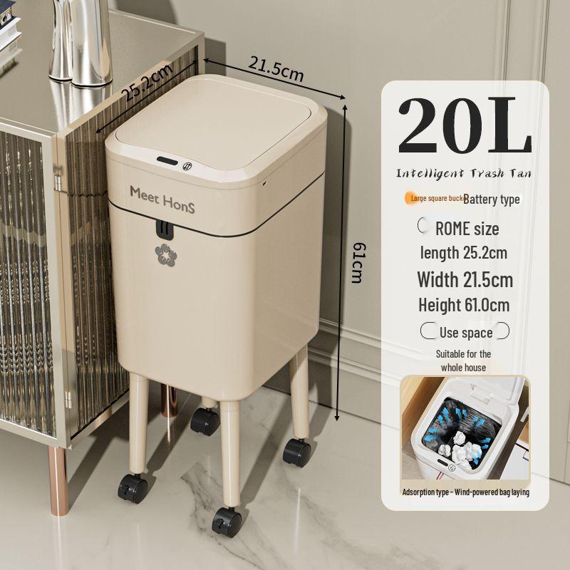 Large Smart Sensor Trash Can with Lid for Kitchen, Living Room, Office, and Bathroom - High-Leg Design & Large Capacity