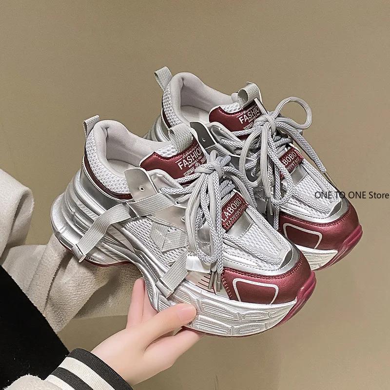 Brand Design Red Gray Girls Sneakers Fashion New Boys Chunky Sneakers Lovely Pink Dad Shoes Trendy Children Casual Shoes 35-43