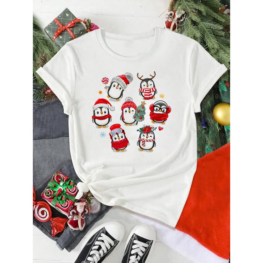 Christmas Print Women's Top Casual Short Sleeves Loose Comfortable T-Shirts Women’s