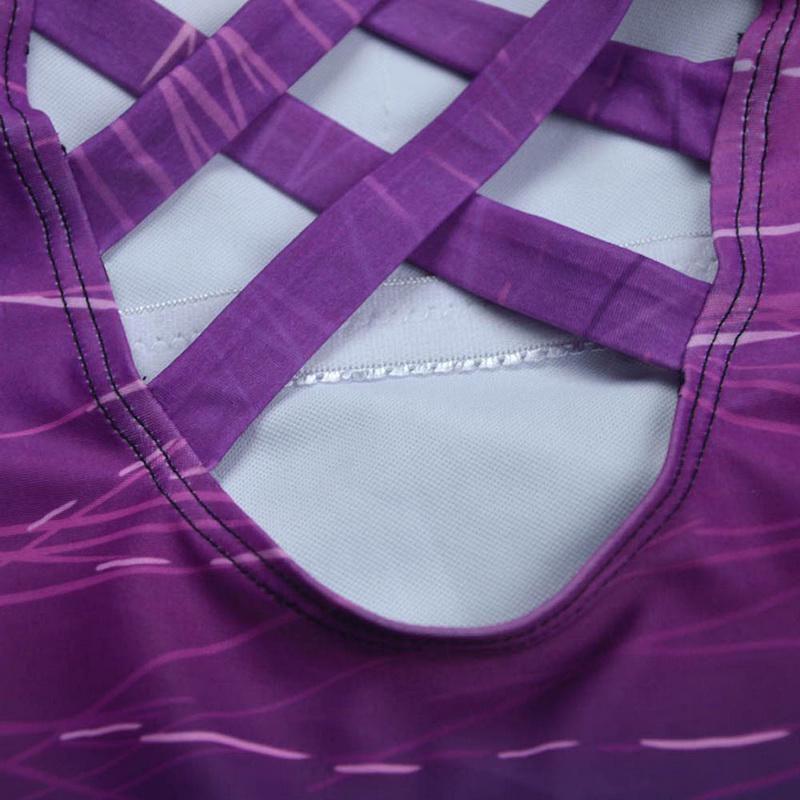 Stylish Women's Summer Halter One Piece Back Cross Swimsuit Bikini In Vibrant Gradient Plus Print
