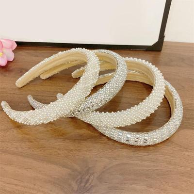 Baroque Vintage Pearl Glass Beads Bow Headband Hairbands Full Sponge Hair Band Hair Accessories