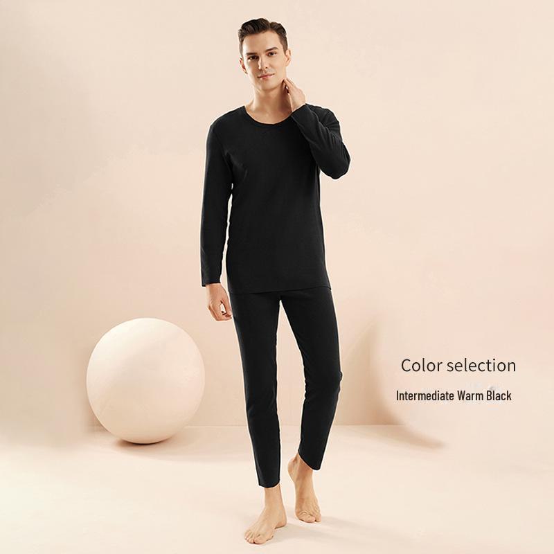 Men’s Thermal Underwear Set: Velvet, Antibacterial, Hyaluronic Acid-Infused, Long-Sleeved, Autumn/Winter Comfort