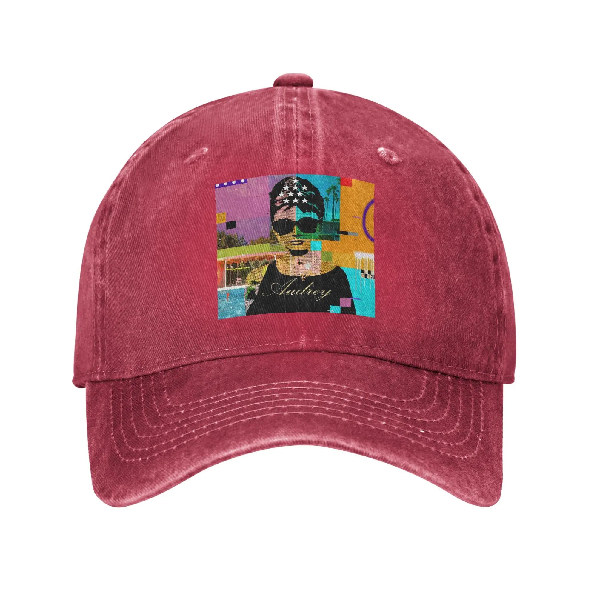 Audrey Hepburn Script Denim Fabric Cap Casual Baseball Caps Adjustable Hat Summer Unisex Baseball Hats One Size