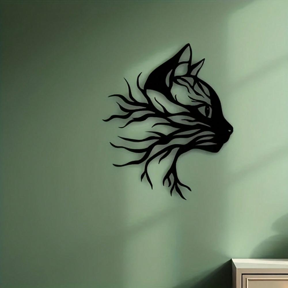 2D Minimalist Cat Metal Wall Art Laser Engraved Modern Craft Home Office Decor Gift
