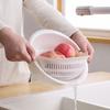 Kitchen Rotatable Double Drain Basket Fruits Vegetables Washing Storage Basket Strainers Bowl Cleaning Filter Colander Tool