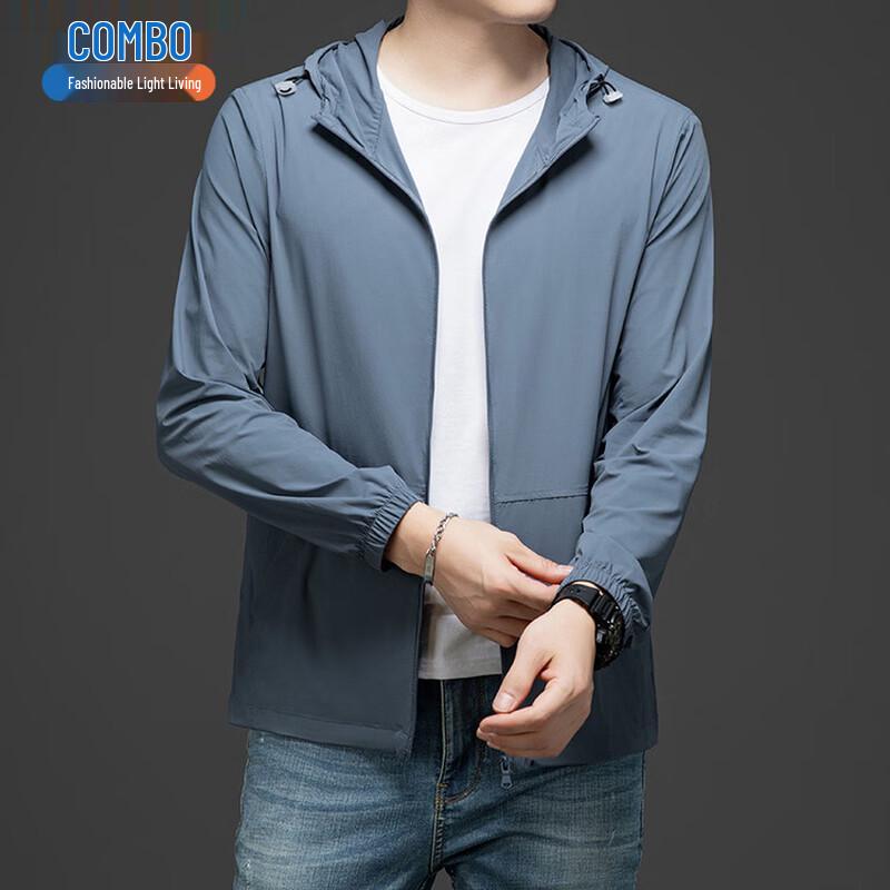 Men s Ice-Feel Quick-Dry Hooded UV Protection Jacket XL