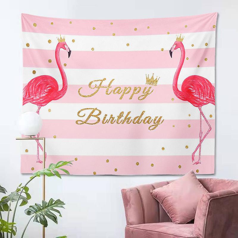 Pink Flamingo Tapestry Wall Background Cloth Sofa Decoration Wild Animals Hanging Tapestry for Bedroom Home Living Room Decor
