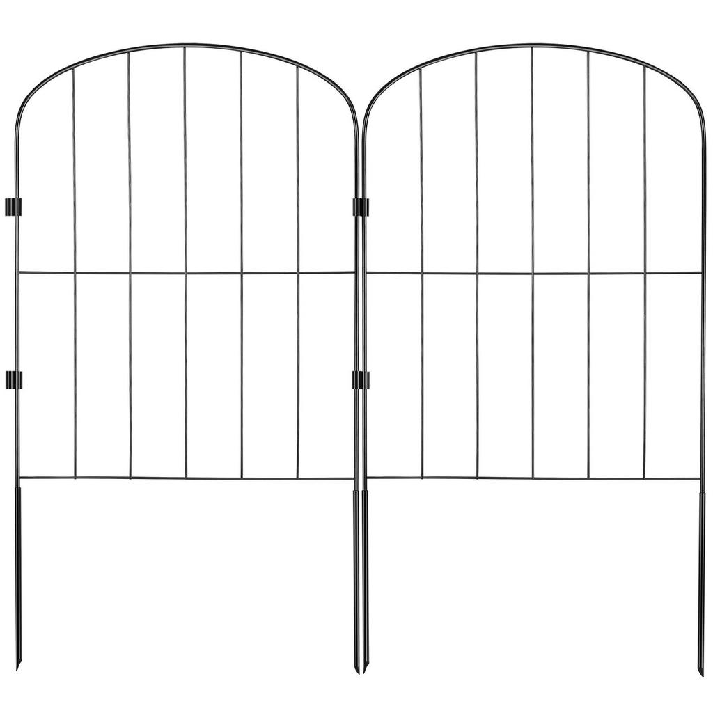 Garden Fence, No Dig Fence 24''(H)x13''(L) Animal Barrier Fence, Underground Decorative Garden Fencing with 2 Inch Spike Spacing, Metal Dog Fence for