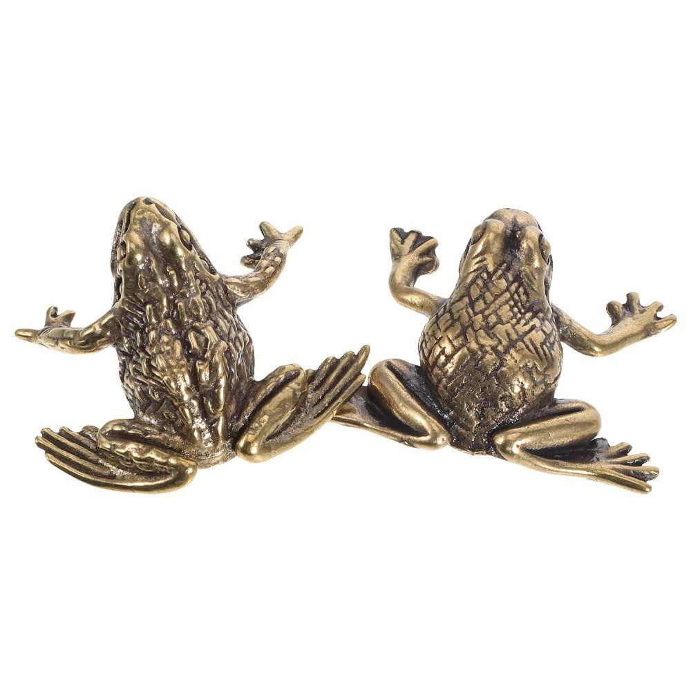 Solid Brass Brass Toad Figurine Retro Style Tea Pet Ornament Golden Toad Statue  Desktop Decoration
