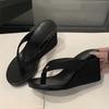 Aneikeh Mode Sommer Zehentrenner Plateau Keilabsatz Damen Hausschuhe Dicke Hohe Absätze Strand Flip-Flops Rutschschuhe
