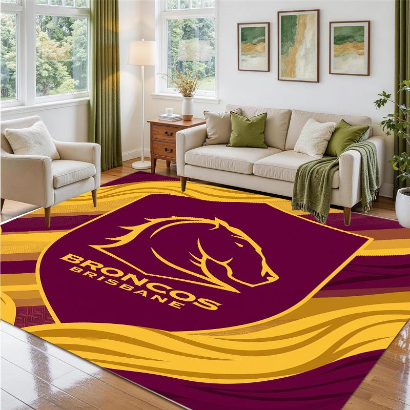 Brisbane Broncos Design Crystal Velvet Rug Soft Decorative Mat for Bedroom Entrance