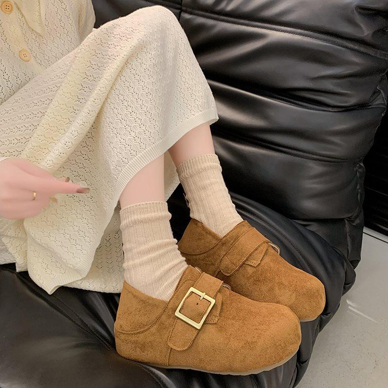 New Korean Version Autumn and Winter Shoes Deep Mouth 2025 Retro Soft-soled Single Shoes Mori Boken Classic Versatile Two-wear Doudou Shoes