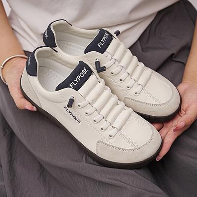 TAI PAO Wide Toe Barefoot Shoes Adjustable Slip On Walking Shoes for Unisex Minimalist Artificial Leather Sneakers