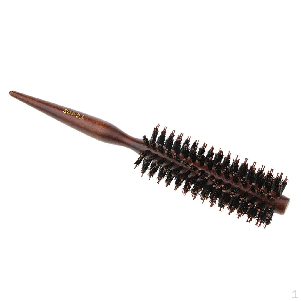 

Round Hair Roller Brush Natural Wood Handle Hairbrush Comb 10 Row