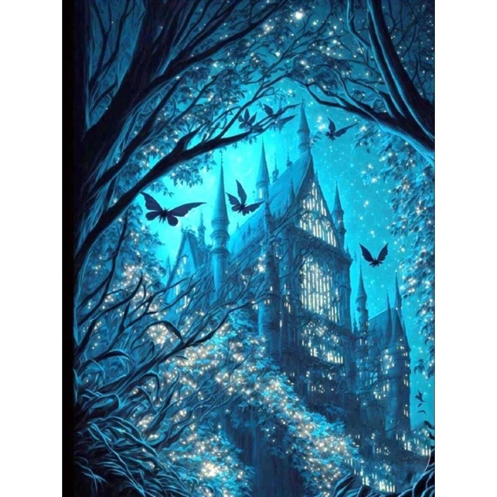 Castle DIY Harry Potter Round Diamond Painting Kit Magic School Cross Embroidery Castle Moon Eagle Diamond Mosaic Decoration