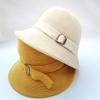 Breathable Linen Knitted Domed Bucket Hat for Women Fashion Adjustable Solid Color Fisherman Hat Basin Cap Summer Sun Hat