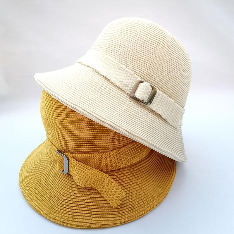 Breathable Linen Knitted Domed Bucket Hat for Women Fashion Adjustable Solid Color Fisherman Hat Basin Cap Summer Sun Hat