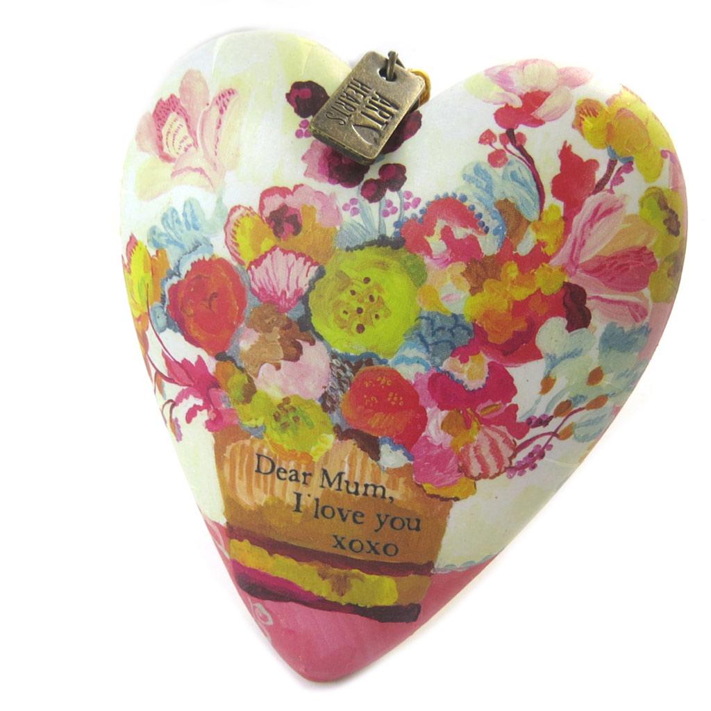 Les Trésors De Lily [P1142] - Objet de décoration 'Art Hearts' multicolore (Dear Mum I Love You) - 10x8. 5x3. 5 cm