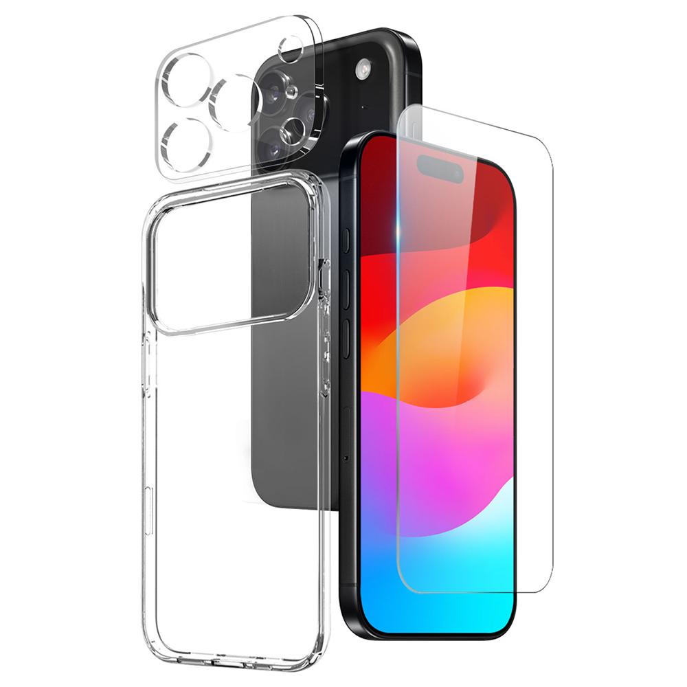 NORTHJO For iPhone 17 Pro TPU Phone Case Set with Front Screen Protector+Lens Film