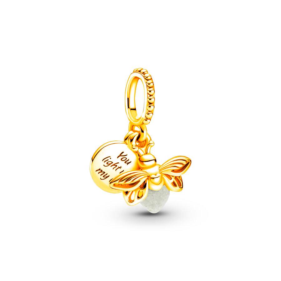 Hot Sale DIY Making Sparkling Bee & Glow Firefly Dangle Charm Bead Fit Original Europeans Copper 925 Bracelet Women Zircon Gift