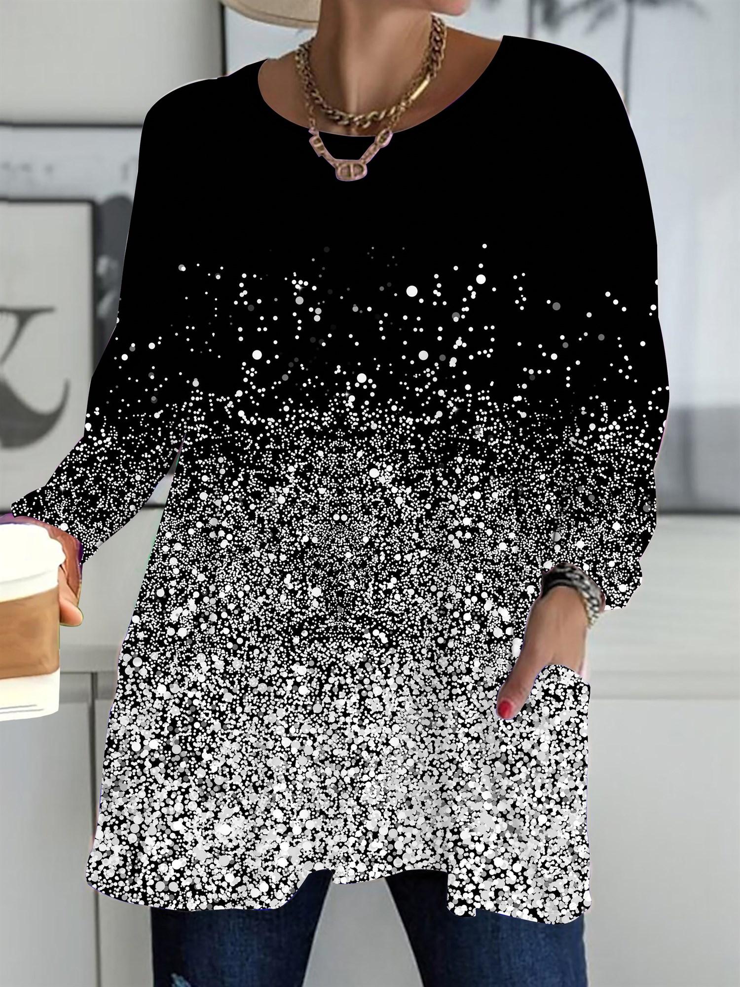 

Осень-Зима 2025 Новые Топы для Женщин Большого Размера, Великолепные Футболки Модные с 3D-принтом, с Круглым Вырезом и Длинным Рукавом 1XL