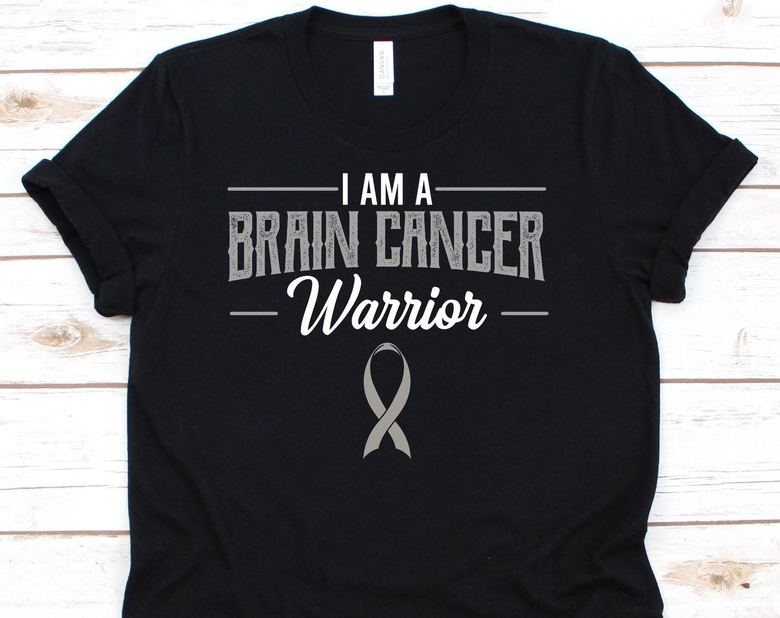 I Am A Brain Cancer Warrior Shirt, Cancer Awareness For Brain Cancer Warrior Fighter Survivor, Grey Ribbon Tshirt For Brain Cancer Supporter 4XL