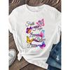 Women Cotton Short Sleeves T-shirts Faith Hope Love Butterfly Women's Tee Inspirational Graphic Positive Top