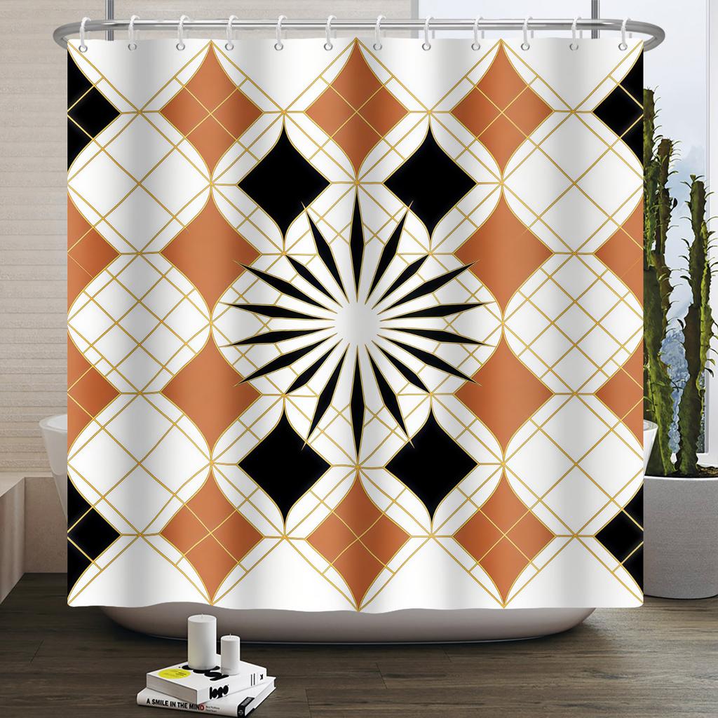 3d Bathroom Curtains Colorful Geometry Shower Curtains Waterproof Polyester Fabric With Hooks Home Decor Washable Bath Curtain