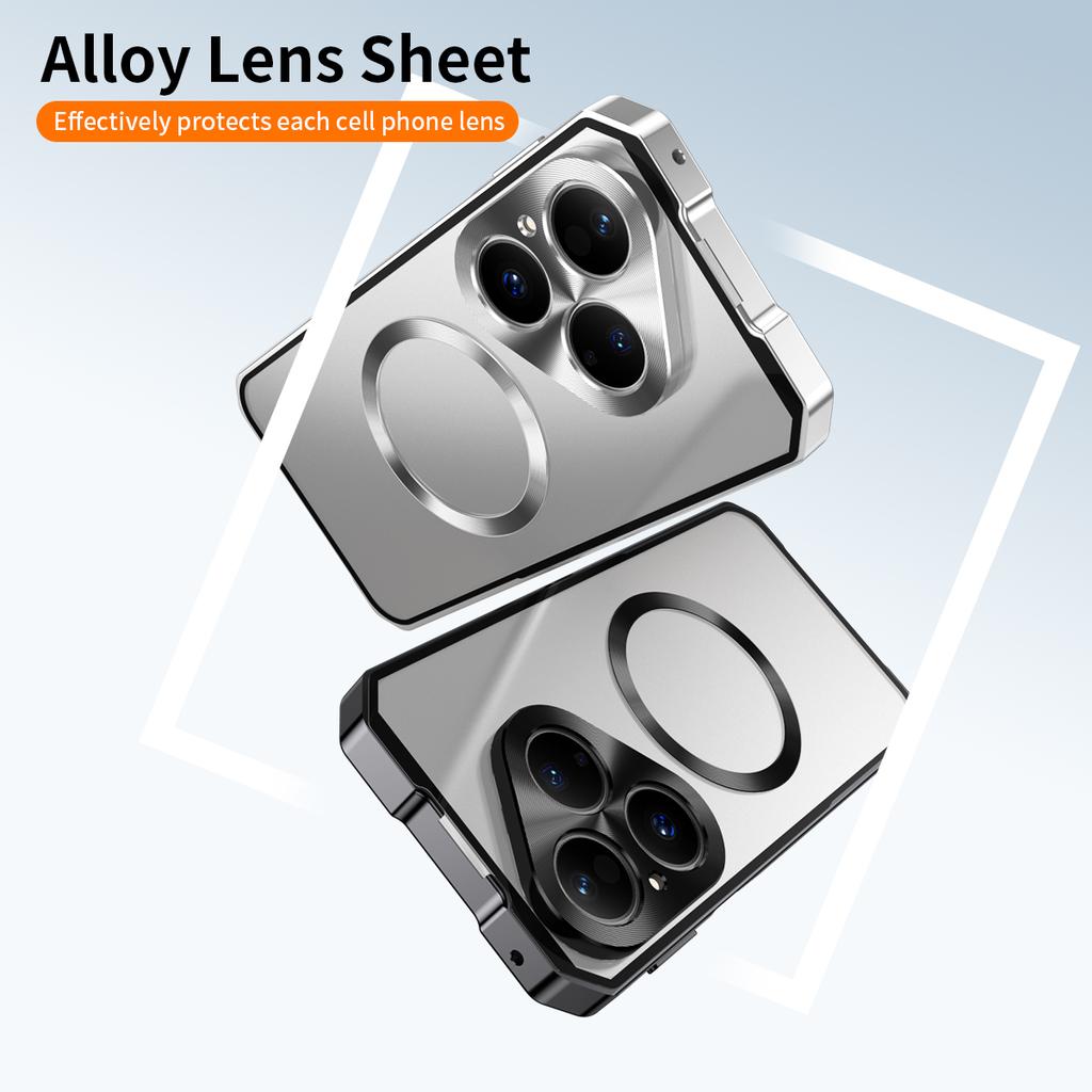 For Huawei Pura 80 Case Compatible with MagSafe Hard PC Metal Frame Frosted Phone Back Cover