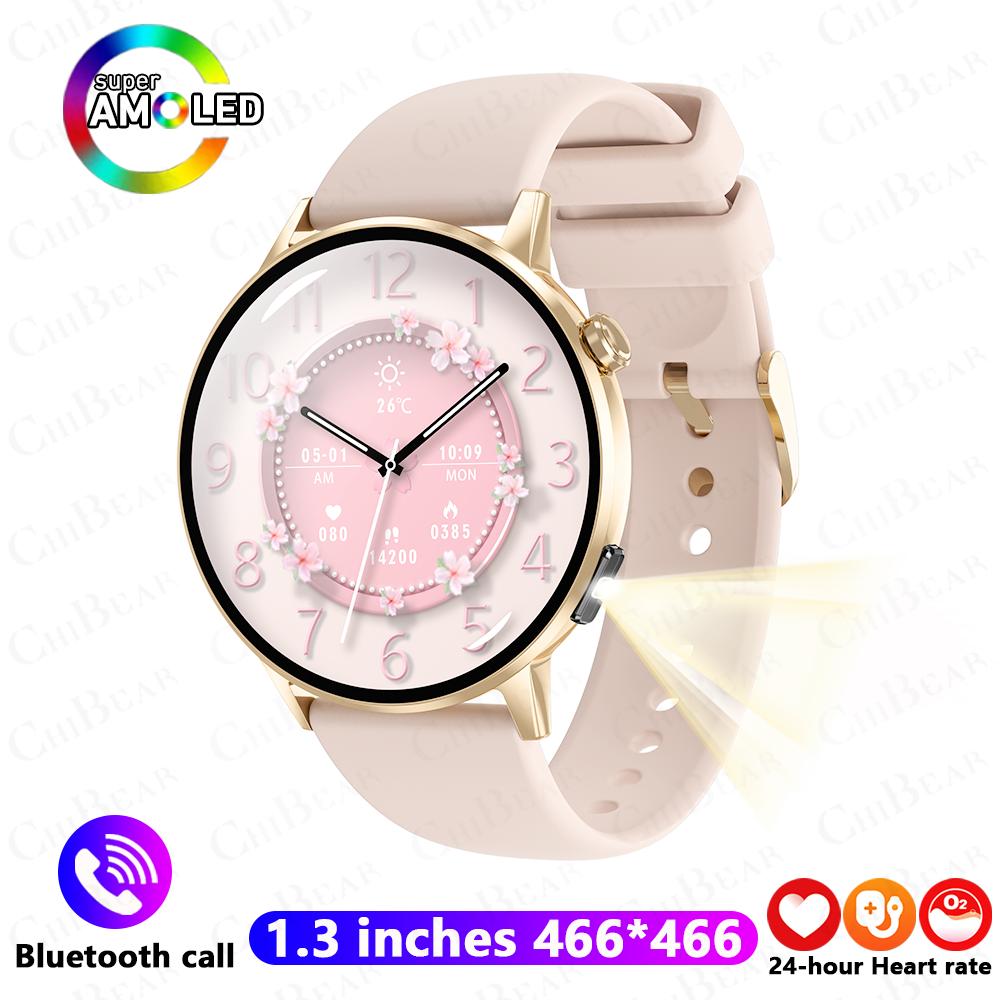 

New 1.32-inch AMOLED Smart Watch Ultra-thin Women Watch Heart Rate Health Bluetooth Call Waterproof Smartwatch розовый
