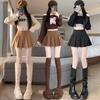 Women's High Waist Suede Pleated A-line Skort - Autumn/Winter Casual Slimming Leather-Look Anti-Exposure Design
