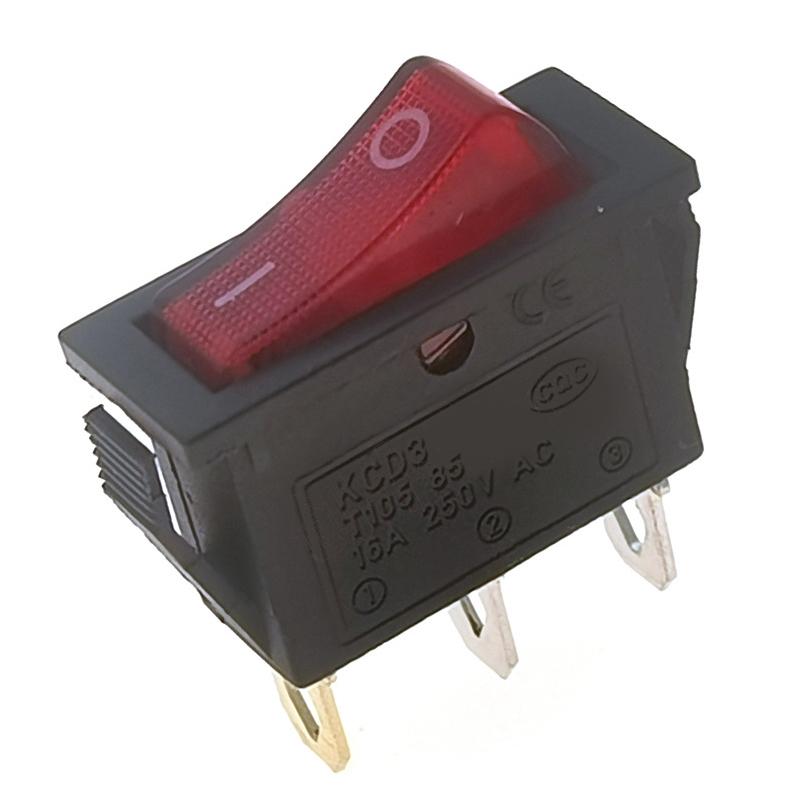 5Pcs Kcd3 Rocker Switch 16A 250Vac/ 20A 125Vac 2/3 Position Electrical Equipment With Light Power Switch On-Off On-Off-On