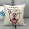 Housse de coussin en lin Motifs Bouledogues Carlins Style Chien Bull Terrier Décoration de Maison Salon Canapé Coussins d'appoint Housse 45X45cm