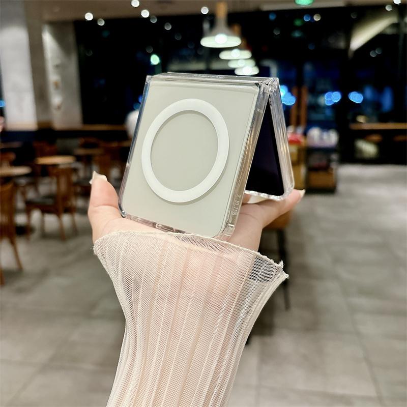 Cases For Samsang Z Flip6 5G For Magsafe Phone Transparent Case For Galaxy Z Flip 6 5 4 3 Tough Shockproof Wireless Charging Magsafing Cover