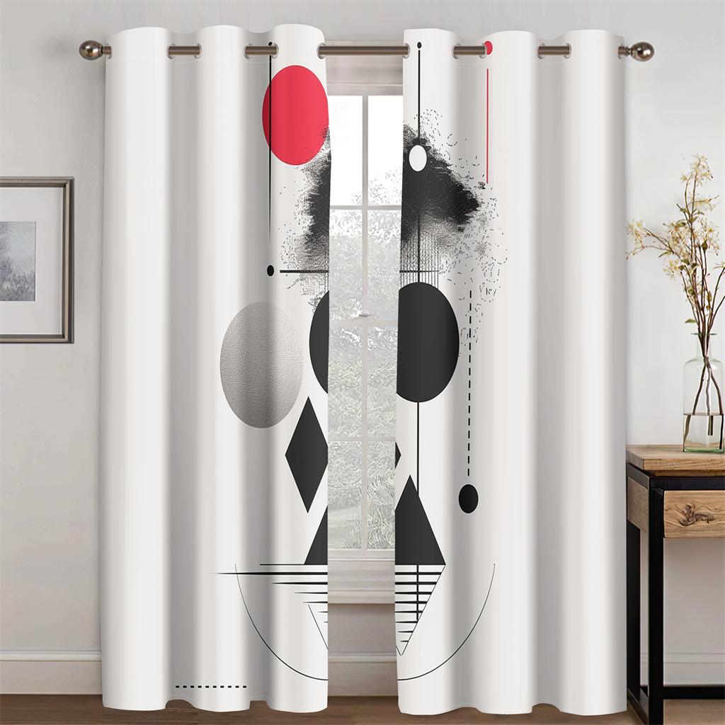 

Современные минималистичные шторы с геометрическим цветным линейным узором, декор для детской комнаты, гостиной, спальни, кухни, балкона, 2 панели 50W130H(CM)X2PCS&Hook