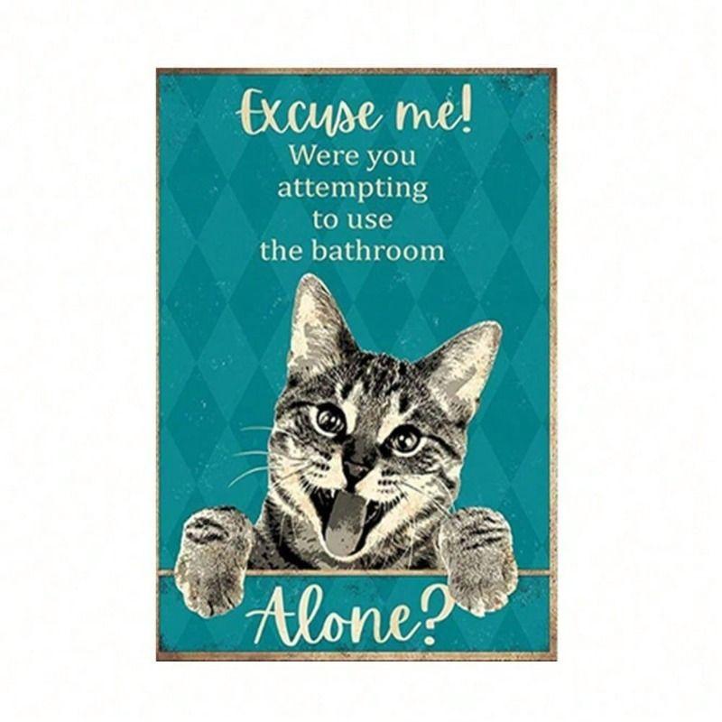 Vintage Cat Metal Poster Wall Art 20x30cm