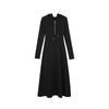 [Tmall Quality] Black Hooded Knitted Dress Women's Casual Niche Design Sense Skinny Sweater Skirt Long