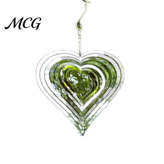Wind Spinner Outdoor Stainless Steel Reflective Spinners Garden Decor, Sparkly Chime, Decorative Metal Art Yard Patio Farm Heart Gifts for Mom, Women