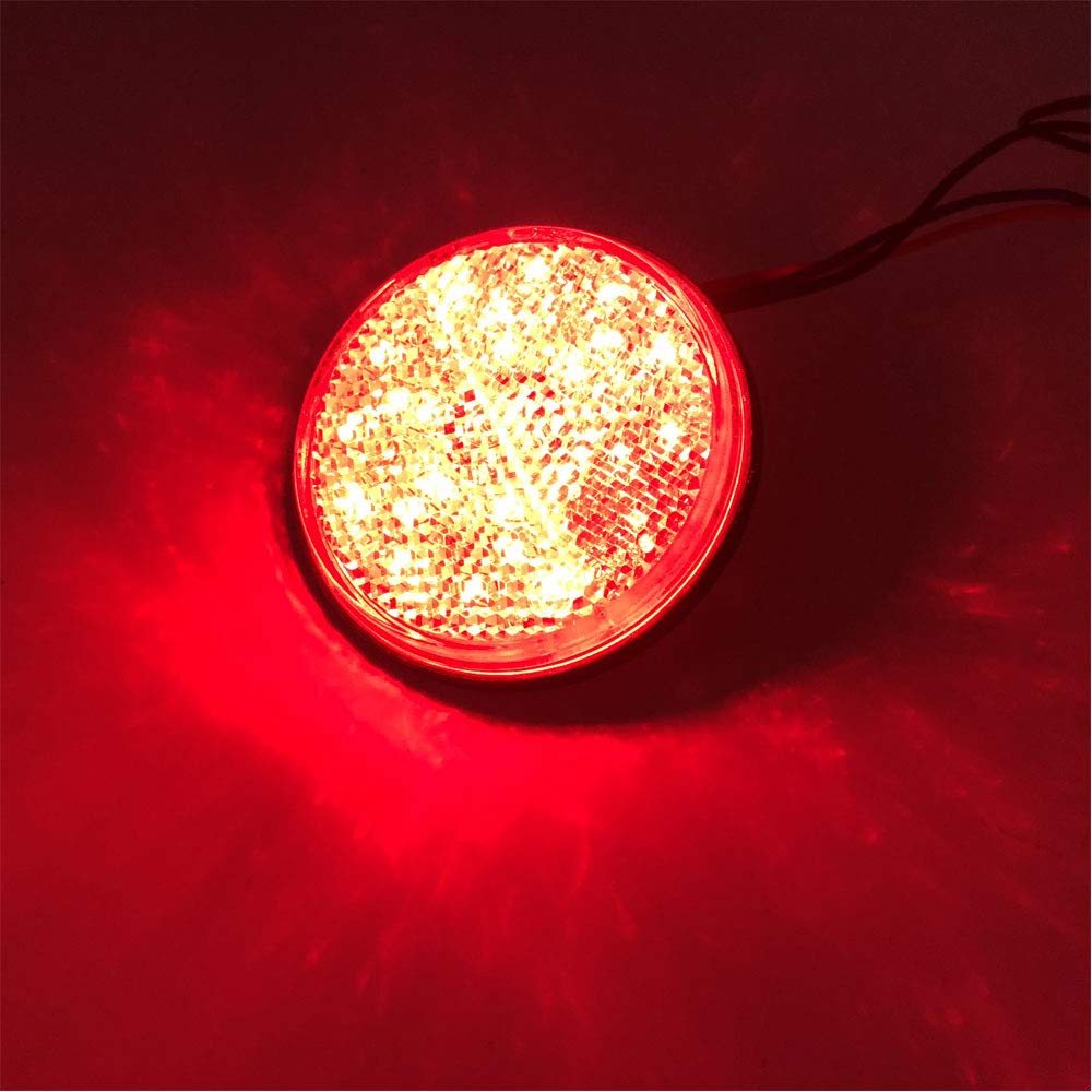 Discover Winds LED Reflector 24V Reflector Double Glow Trailer Side Marker Rear Marker Turn Signal Tail Lamp (Red)