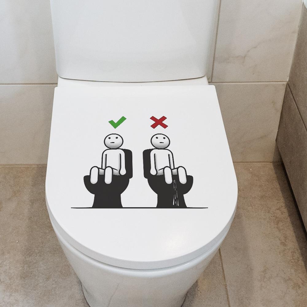 Whimsical Toilet Manners Sticker Bathroom Etiquette Guide Removable Waterproof Decal